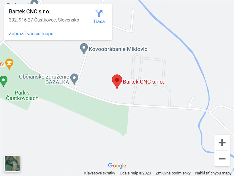 Mapa Bartek CNC s.r.o. Častkovce